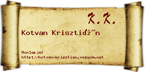 Kotvan Krisztián névjegykártya